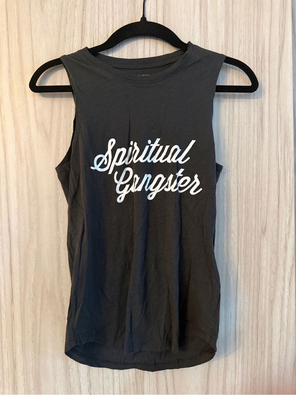 Spiritual Gangster Charcoal Tank with White Script Logo